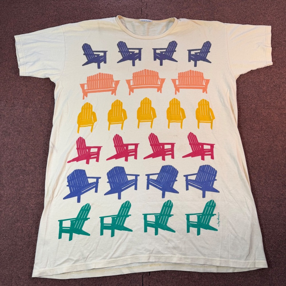 Michigan Rag Co Beach Dress Womens Rainbow Adirondack Chair Graphic Cream Shirt